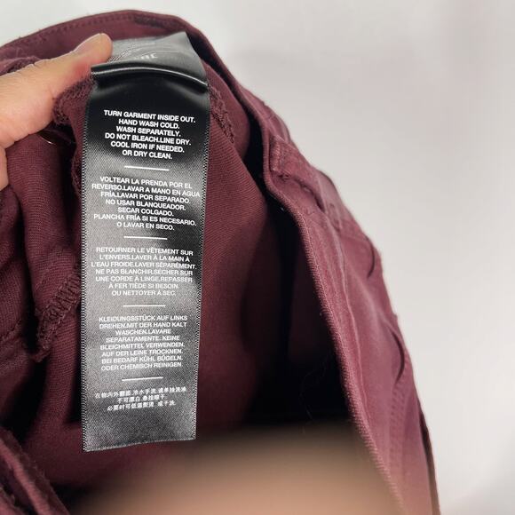 7 For All Mankind Womens 26 Red Burgundy High Waist Coated Ankle Skinny Jeans - Picture 10 of 12